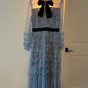 Elegant Grey Ruffled Dress